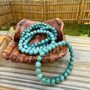 Green Jade Jadeite Stone of Abundance Gemstone Bracelet 8mm